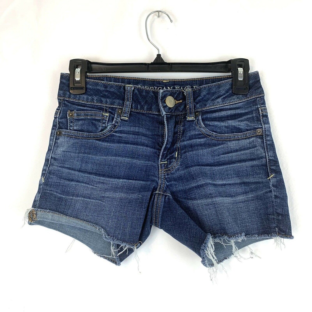 american eagle raw hem denim shorts 00 - Picture 1 of 7